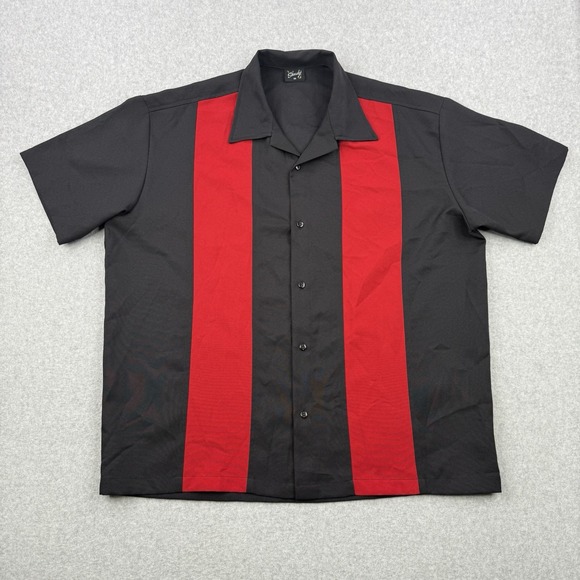 Steady Other - Steady Clothing Shirt Mens 2XL Black Red‎ Bowling Rockabilly Retro Made In USA